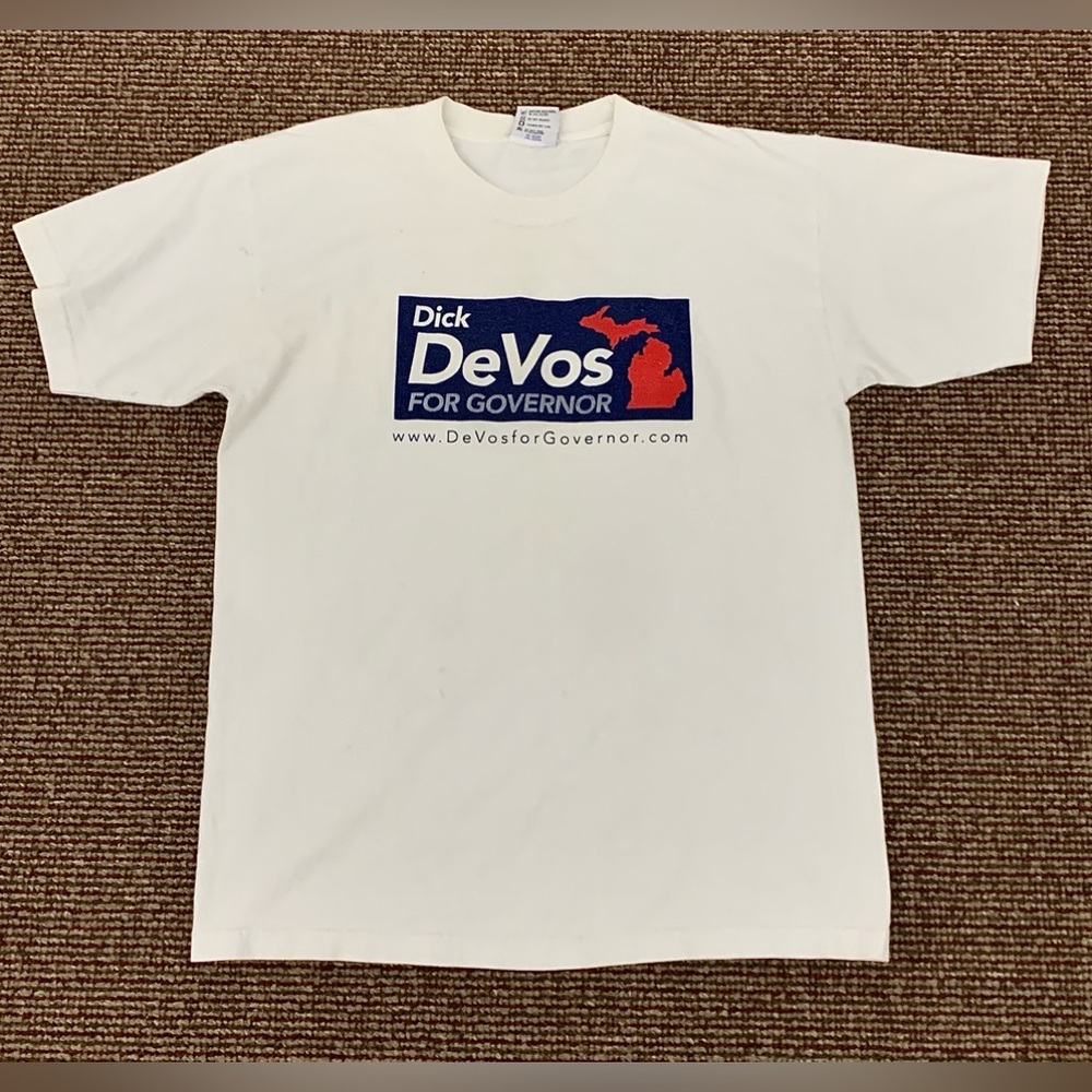 Y2K Vtg Dick Devos for Governor Michigan Large Unisex T Shirt